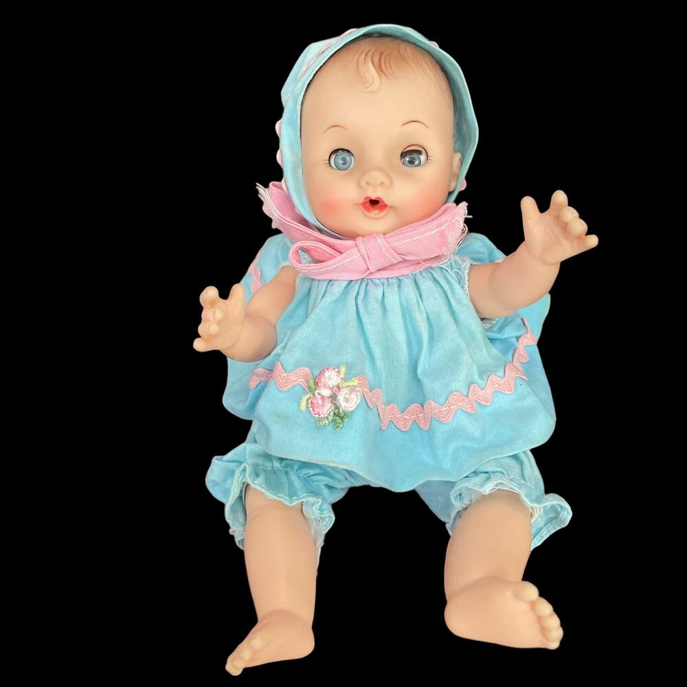 Effanbee Babykin Doll Drink Wet Sleep Eyes Molded Hair Vintage 1960s Small FLAW